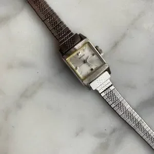 Vintage Seiko Tank Watch Petite Mechanical Watch Women Silver 11-3210 Seiko Tank Watch Women 18mm Blue Dial Silver Tone Manual 11  main image 4